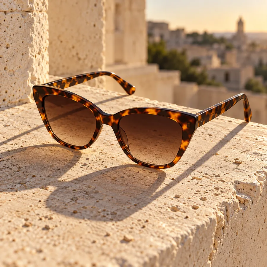 Occhiali da sole Otranto, cat-eye in acetato tartaruga ambra